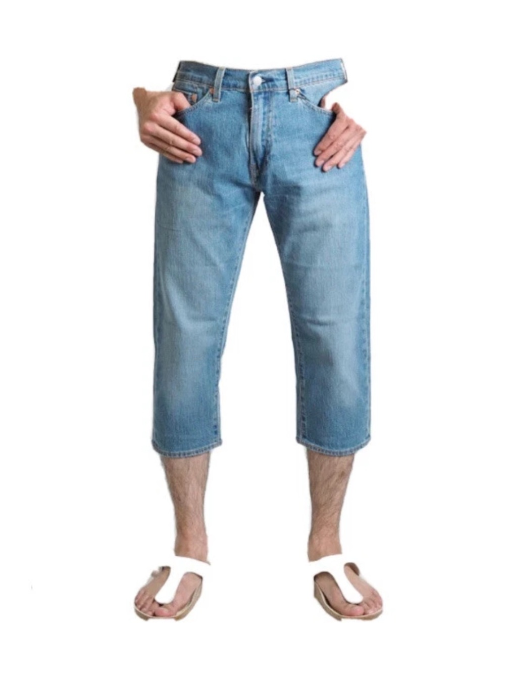 Levi’s premium 505 big E  Light Blue Cropped Denim Jeans -m